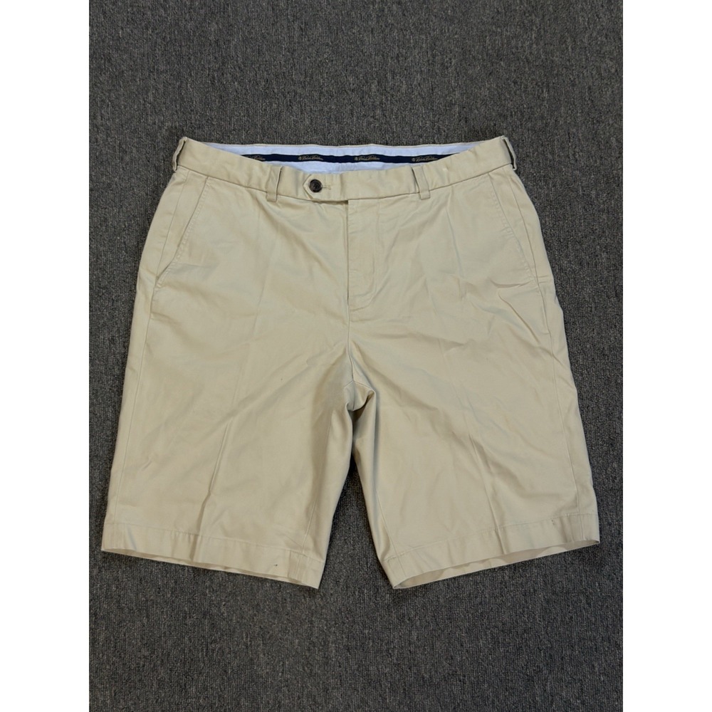 Brooks Brothers Bermuda Shorts Men's 36 Khaki 11" Chino Twill Slight Pleat